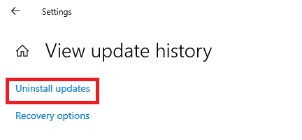 Choose the option Uninstall updates