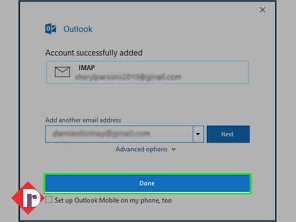 click on the “Done” button to start accessing your Yahoo Mail account in Outlook