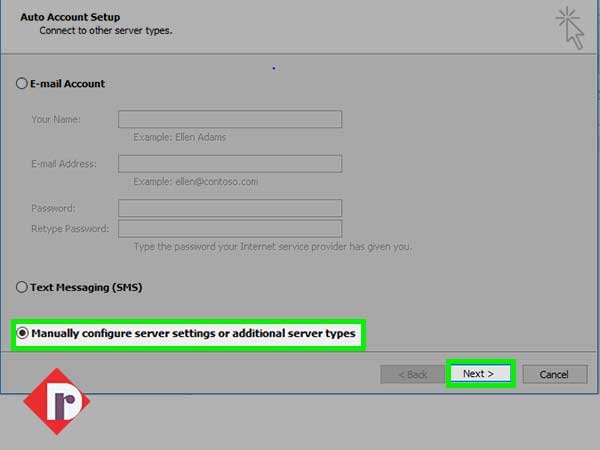 Manually configure server settings or additional server types