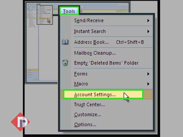 Click on “Tools” option and Select the “Account Settings” option.