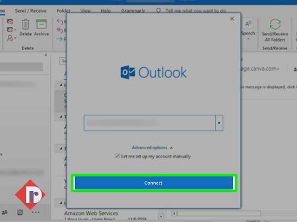 Check the option “Let me set up my account manually” and click on “Connect.”