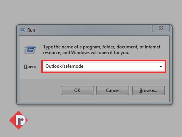 Type “Outlook/safe mode” and click on ‘OK’