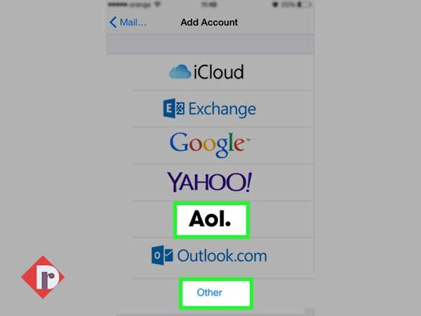Select your ‘AOL Mail Provider Name’