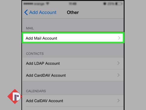 Tap on the ‘Add Mail Account’ option