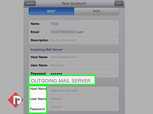 Enter the “AOL Outgoing Mail Server Settings for iPhone”