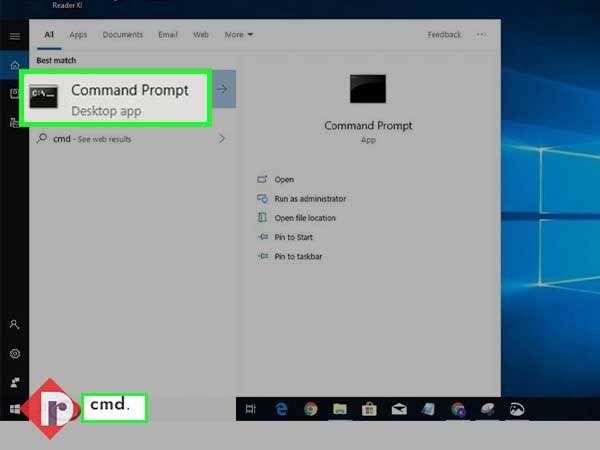 Type ‘cmd’ in the Start menu to open the Command Prompt app