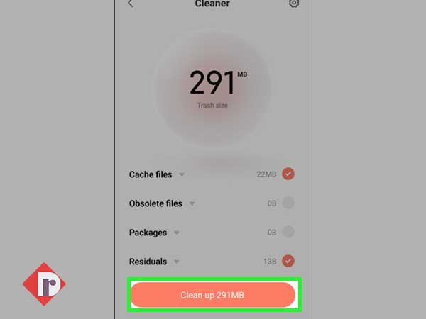 Klikk På Fjern opp 291 MB