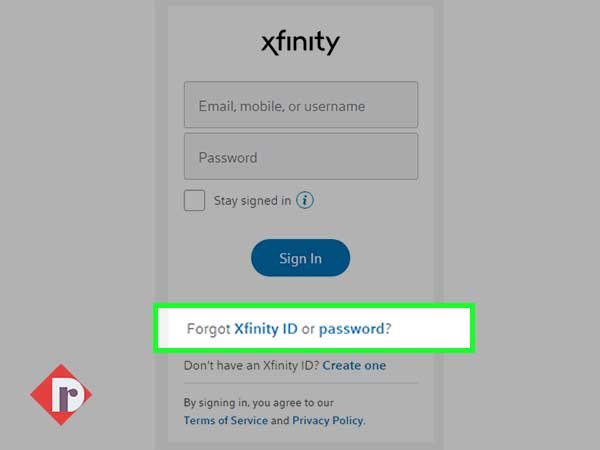 On the ‘Comcast Sign-in Page,’ click on the “Forgot Xfinity Username/ID” link