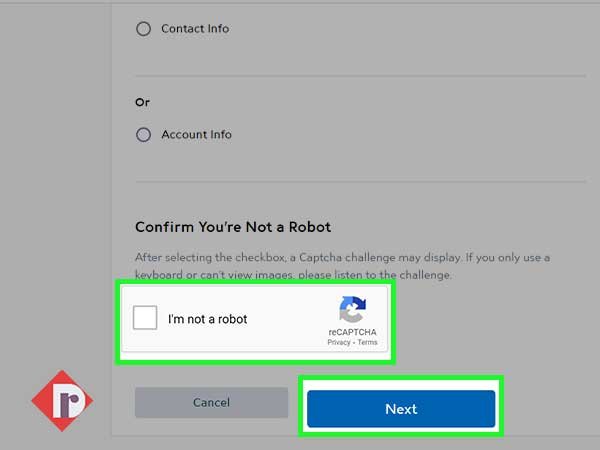 Fill in the CAPTCHA to confirm that you are not a robot and then, click on “Next” to continue