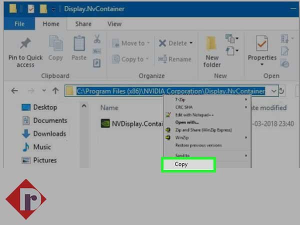 Inside the Display.NvContainer folder, right-click on ‘Display.NvContainer file’ and select the ‘Copy’ option