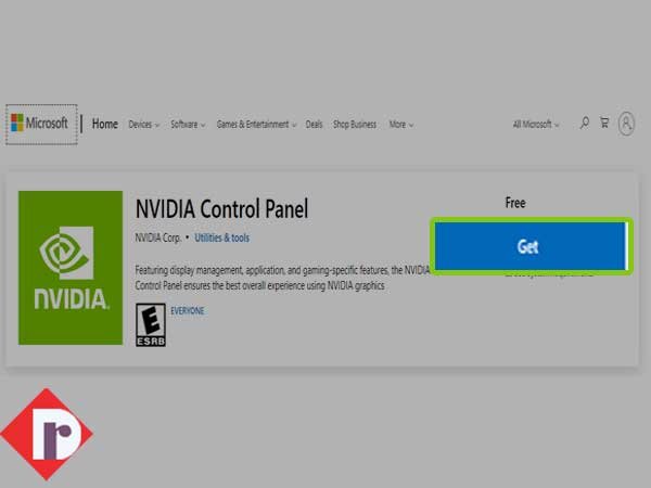 Click on the ‘Get’ button to install Nvidia Control Panel app