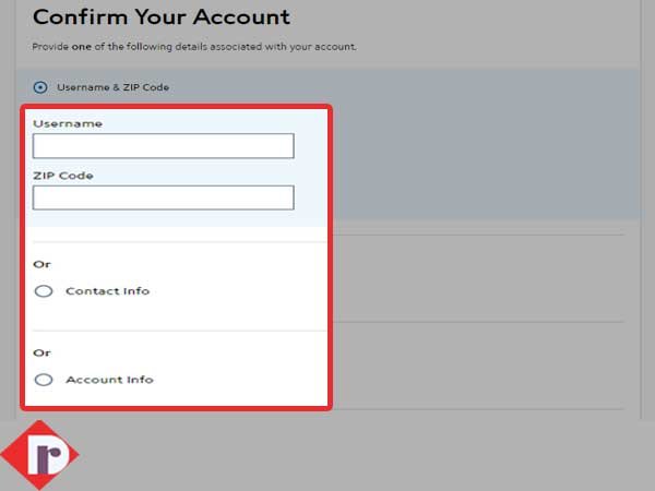 On the ‘Confirm Your Account’ page enter the details associated with your account