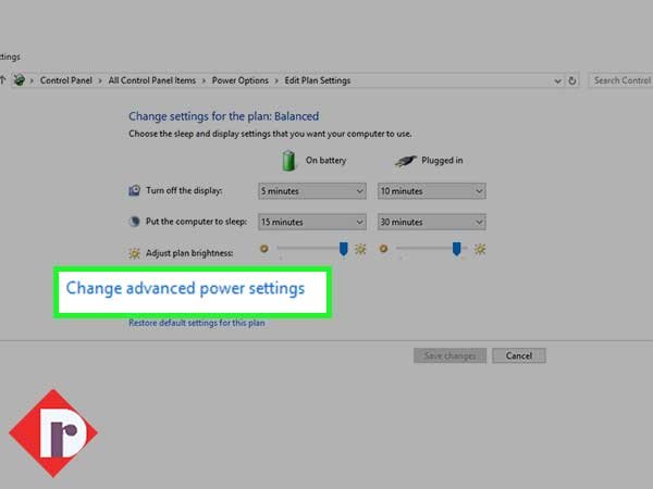 Click on the ‘Change Advanced Power Settings’ option