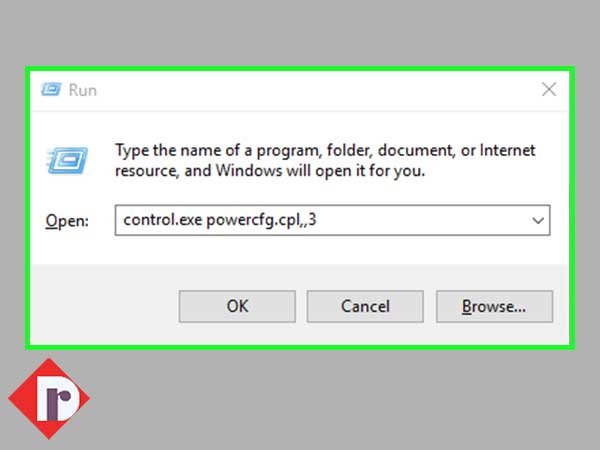 Paste this “control.exe powercfg.cpl,,3” path and hit ‘OK’ inside ‘Windows Run Dialogue Box’ to open the ‘Power Options’