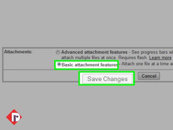 Click the “Attachments” option and switch from “Advanced attachment features” to “Basic attachment features”