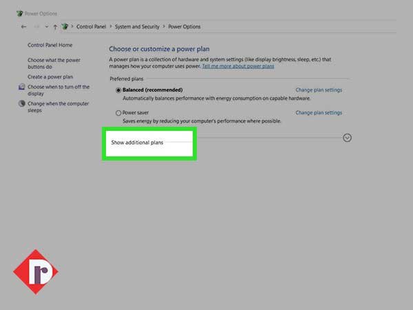  In the ‘Power Options’ window, click on the ‘Show Additional Plans’ option
