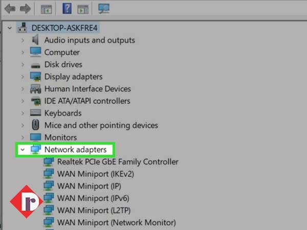 Click the arrow beside ‘Network Adapters Menu’ to expand it