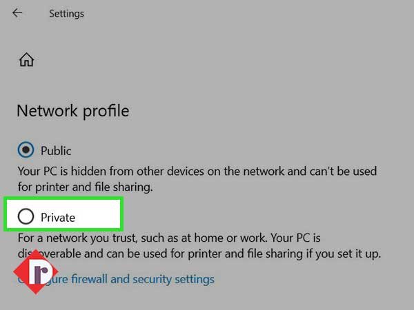 Change the ‘Home Network Connection’ from “Public to Private"