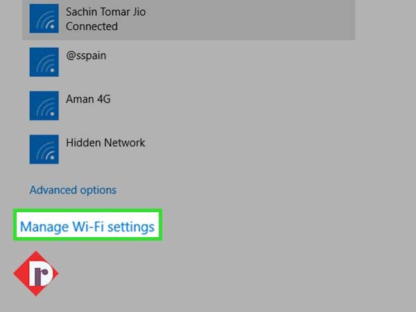 Click on the ‘Manage Wi-Fi Settings’ link