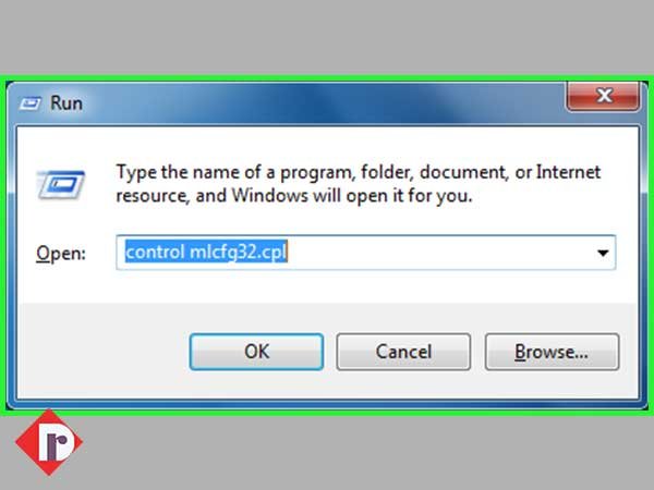Type “control mlcfg32.cpl” code and click on ‘OK’