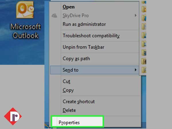 Select the ‘Properties’ option