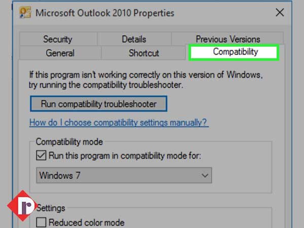 Open the ‘Compatibility’ tab.