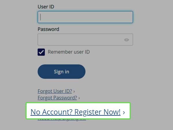 Tap on No Account Register Now