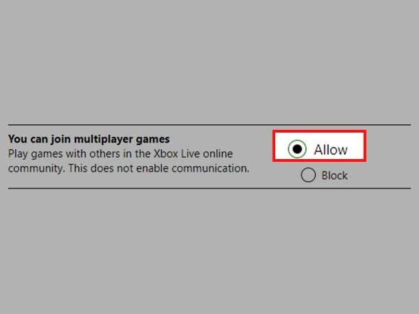 Click on the Allow radio button