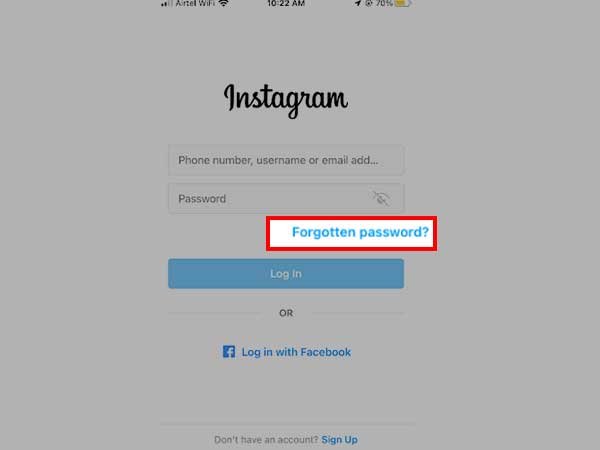 click on forgot password
