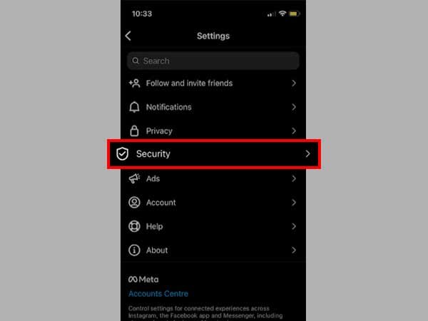 Click on security