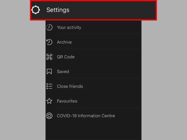 Click on settings