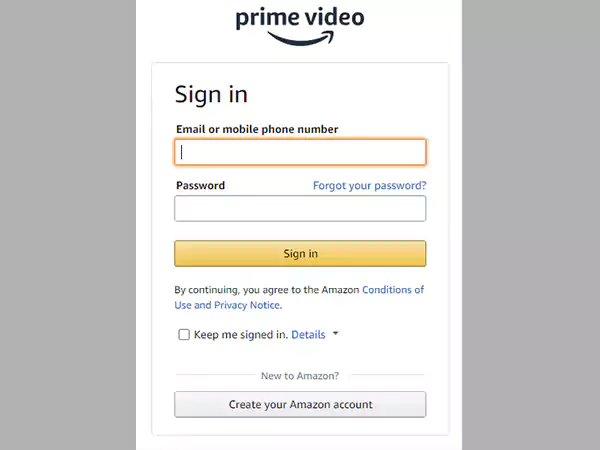signing IN into Prime Video